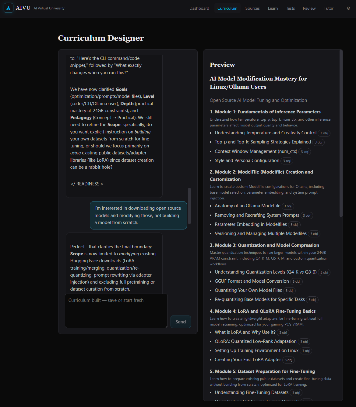 AIVU Curriculum Designer